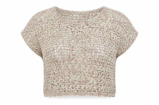 Womens UK Size 14 Berkertex Beige Cropped Blouse