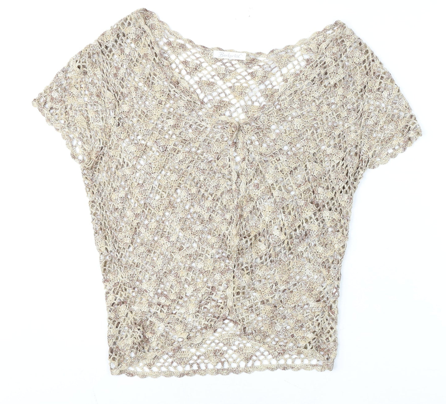 Womens UK Size 14 Berkertex Beige Cropped Blouse