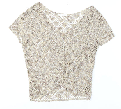 Womens UK Size 14 Berkertex Beige Cropped Blouse