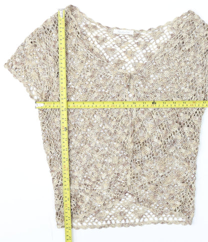 Womens UK Size 14 Berkertex Beige Cropped Blouse
