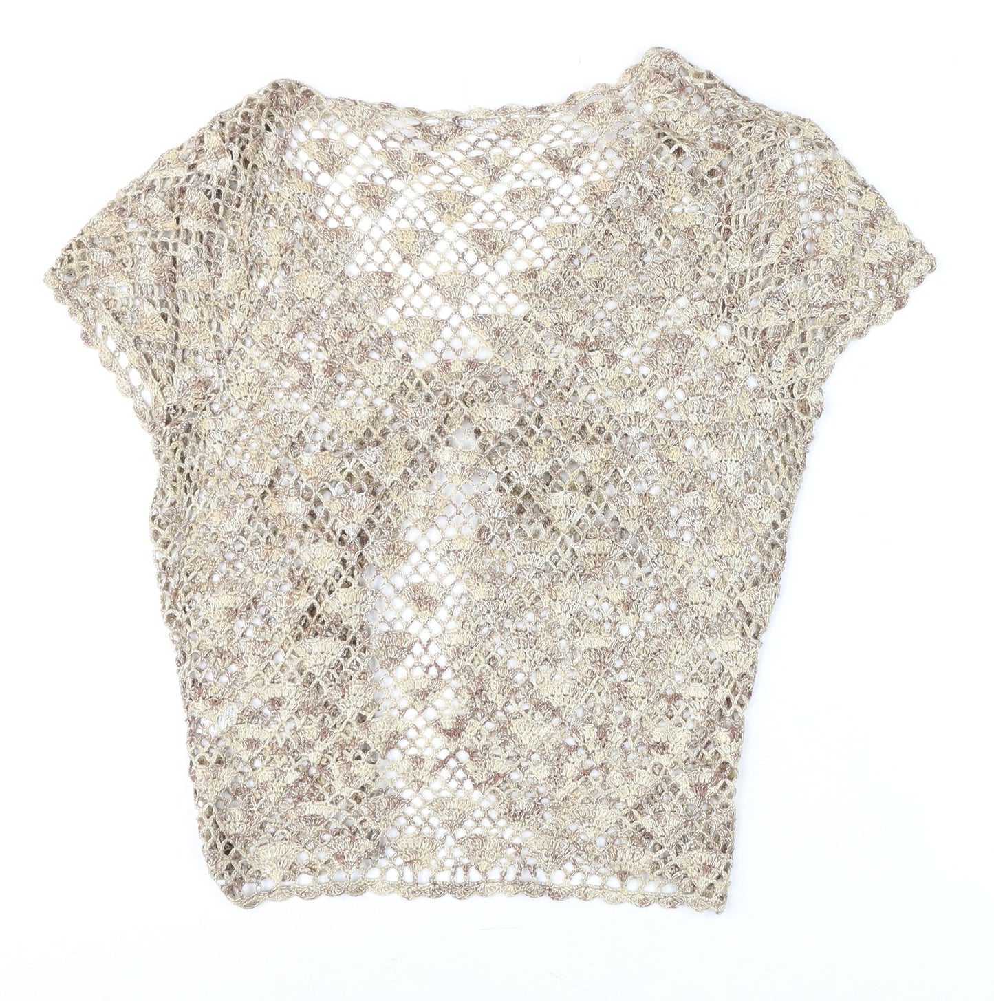 Womens UK Size 14 Berkertex Beige Cropped Blouse