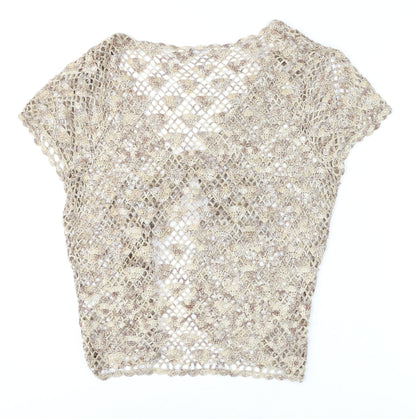 Womens UK Size 14 Berkertex Beige Cropped Blouse