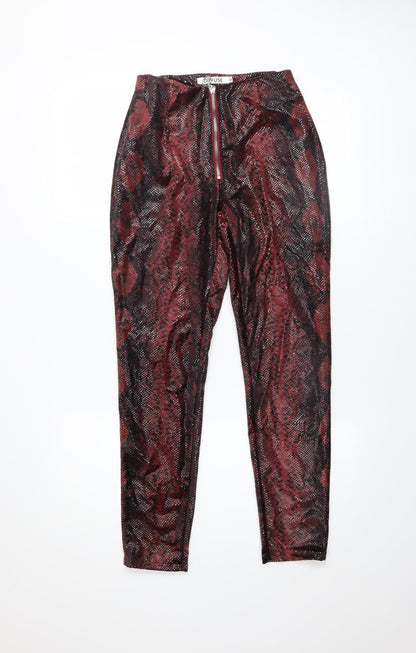 Diffuse Womens Red Snake Print Faux Leather Skinny Leggings Size 6