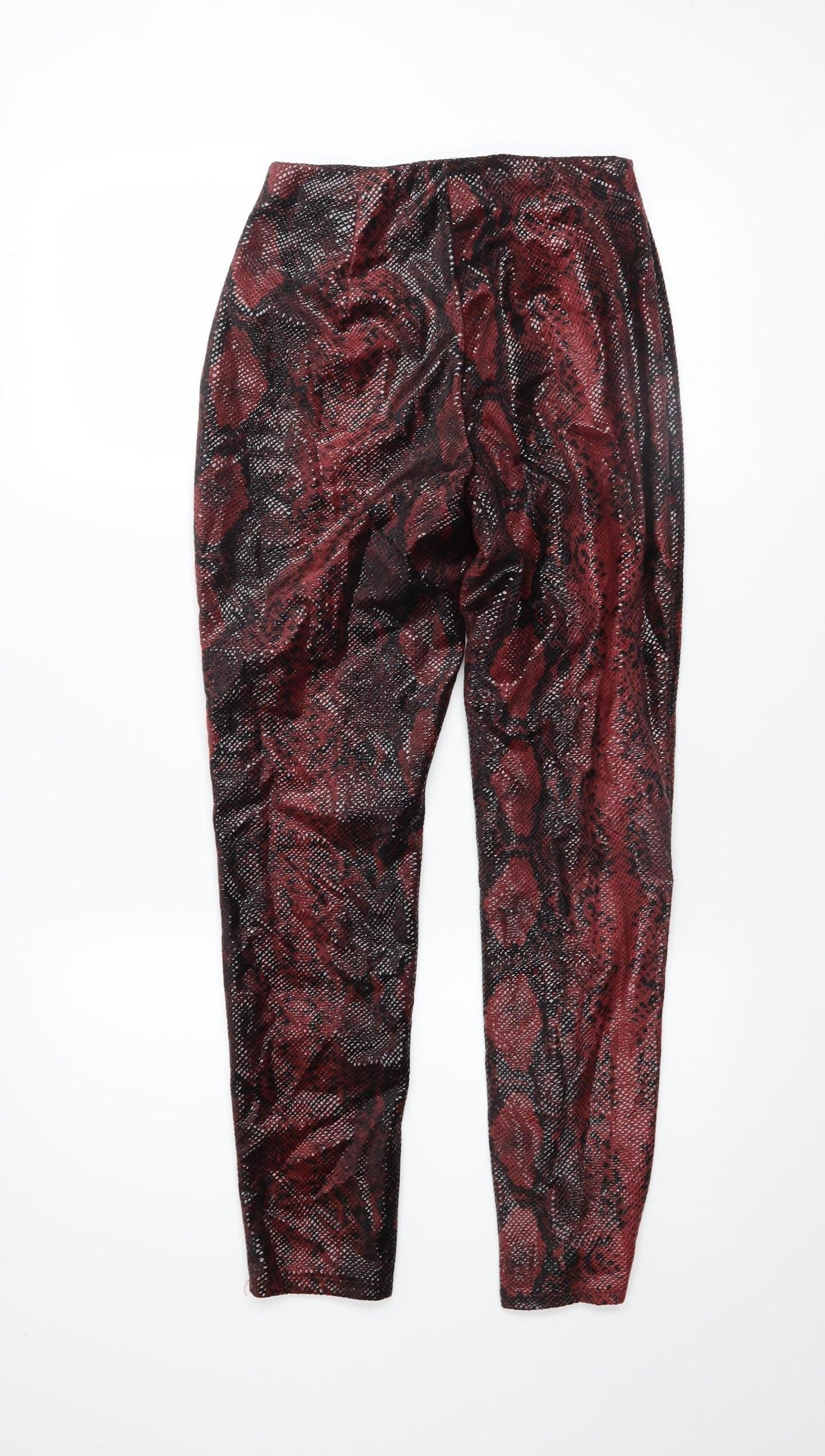 Diffuse Womens Red Snake Print Faux Leather Skinny Leggings Size 6