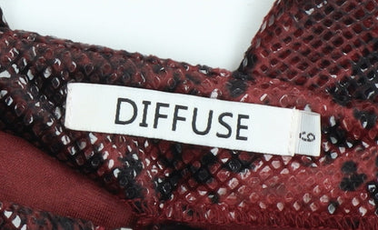 Diffuse Womens Red Snake Print Faux Leather Skinny Leggings Size 6