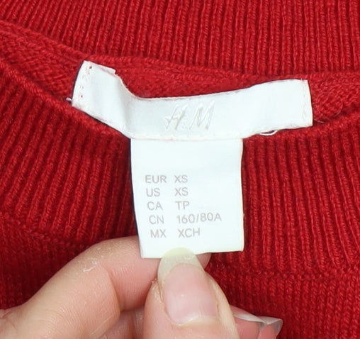 Womens UK Size XS H&M Red Pullover Jumper