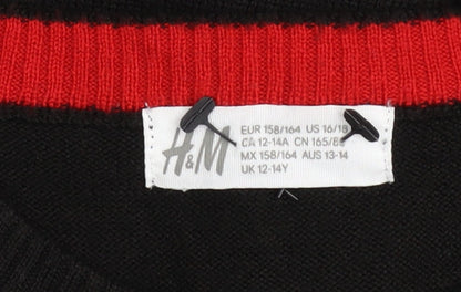 Boys UK Size 12-14 Years H&M Black Pullover Jumper