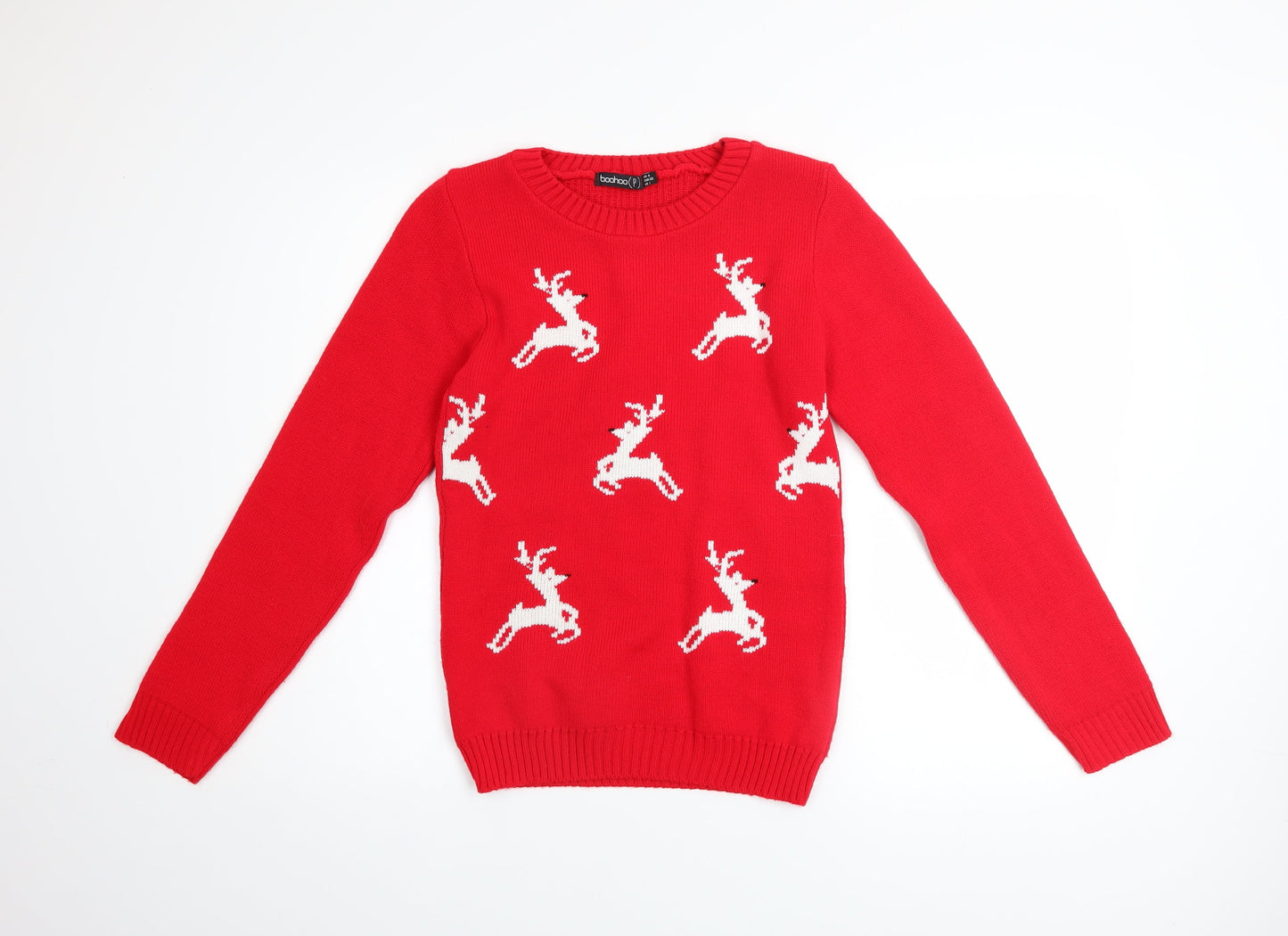 Womens UK Size 4 Boohoo Red Pullover Jumper