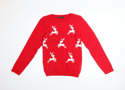 Womens UK Size 4 Boohoo Red Pullover Jumper