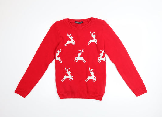 Womens UK Size 4 Boohoo Red Pullover Jumper