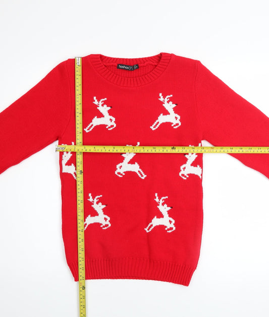 Womens UK Size 4 Boohoo Red Pullover Jumper
