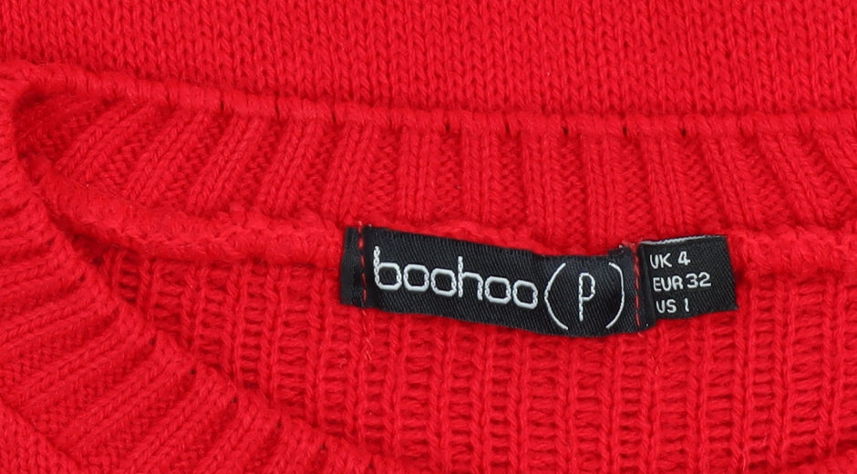 Womens UK Size 4 Boohoo Red Pullover Jumper