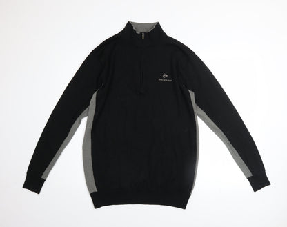 Mens UK Size M Dunlop Black 1/4 Zip Jumper