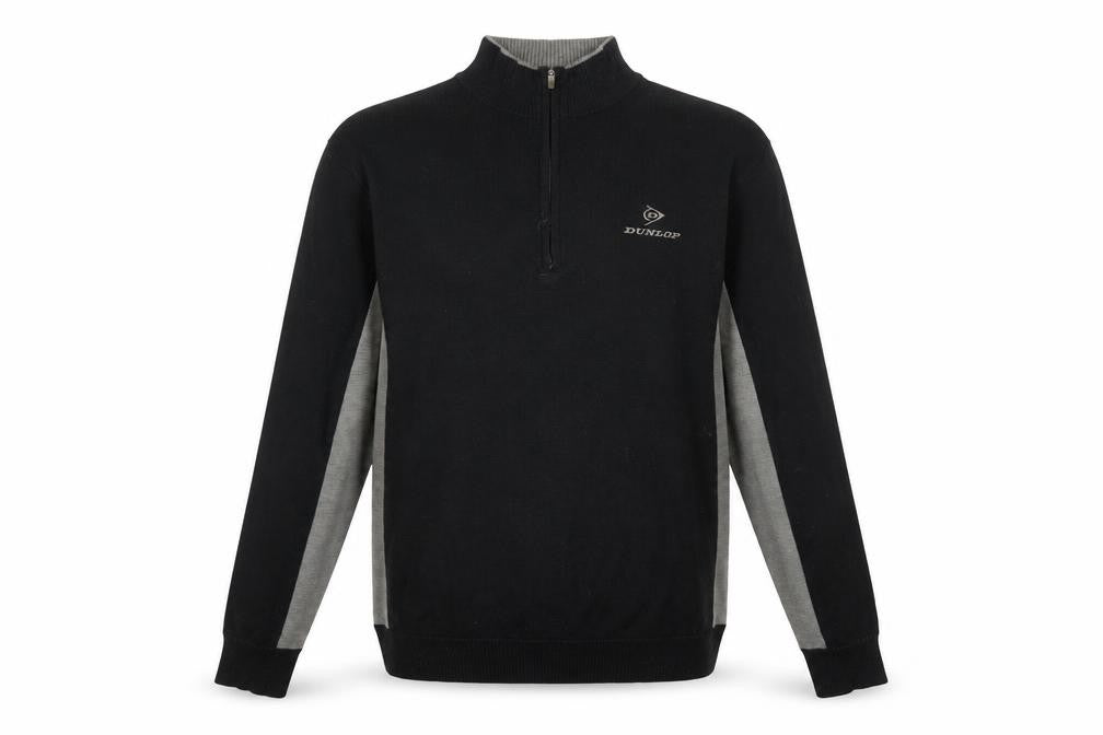 Mens UK Size M Dunlop Black 1/4 Zip Jumper