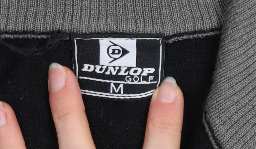 Mens UK Size M Dunlop Black 1/4 Zip Jumper