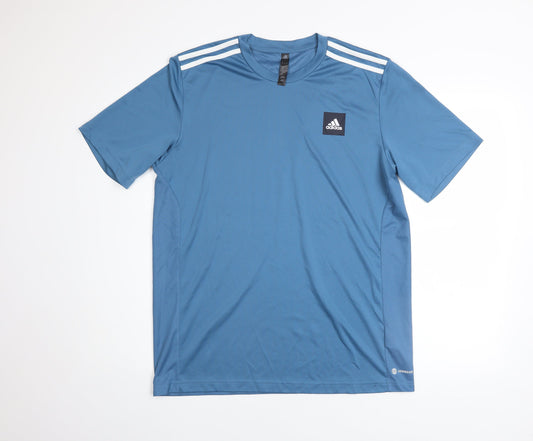 Mens UK Size M adidas Blue Gym & Training Running & Jogging T-Shirt