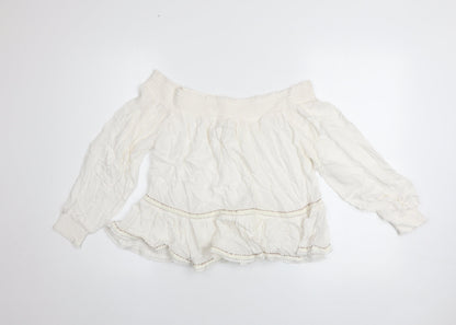 Womens UK Size 10 Superdry Ivory Bohemian Blouse