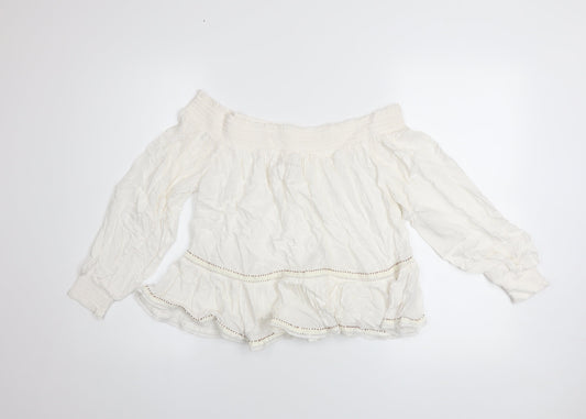 Womens UK Size 10 Superdry Ivory Bohemian Blouse