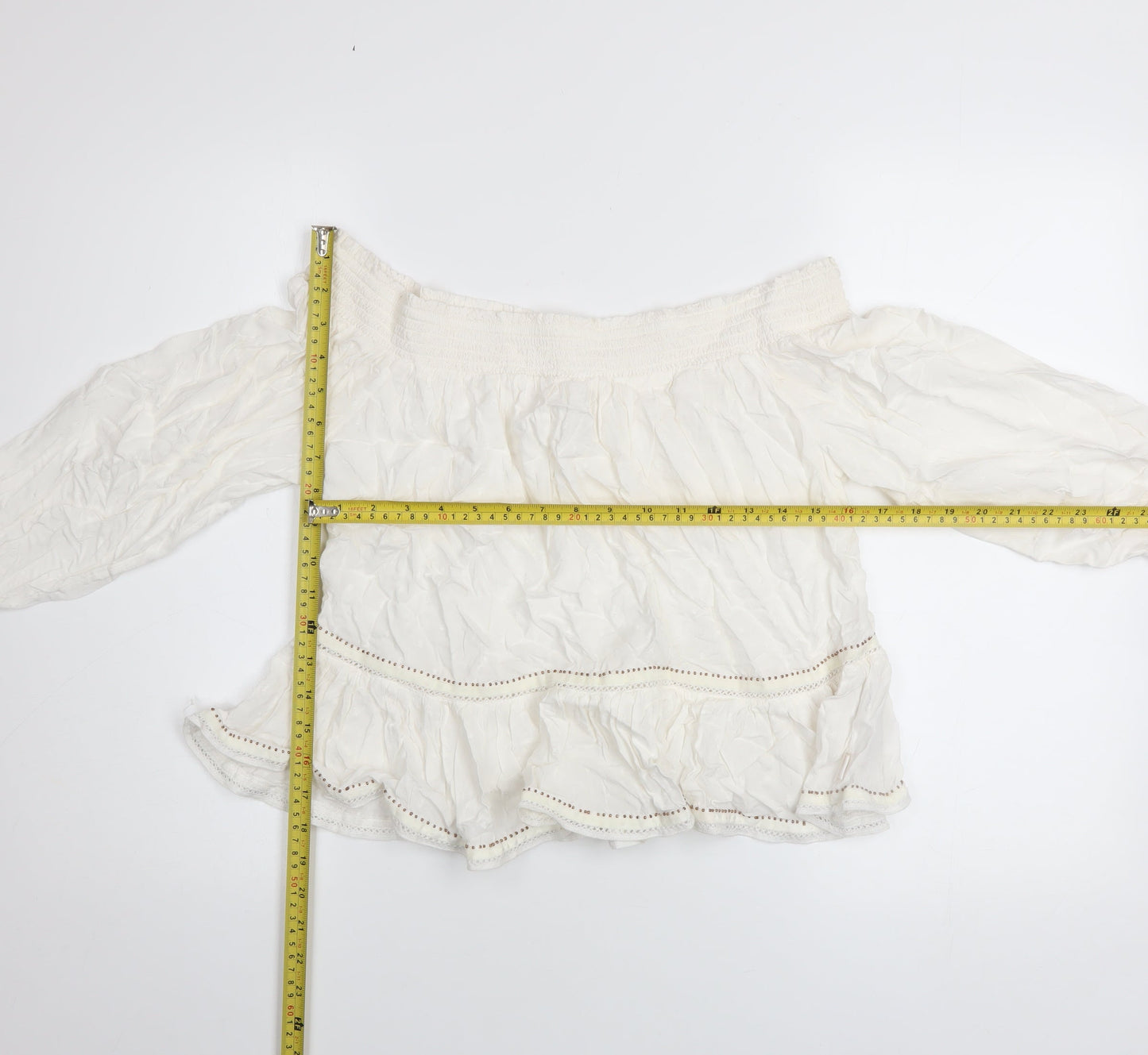 Womens UK Size 10 Superdry Ivory Bohemian Blouse
