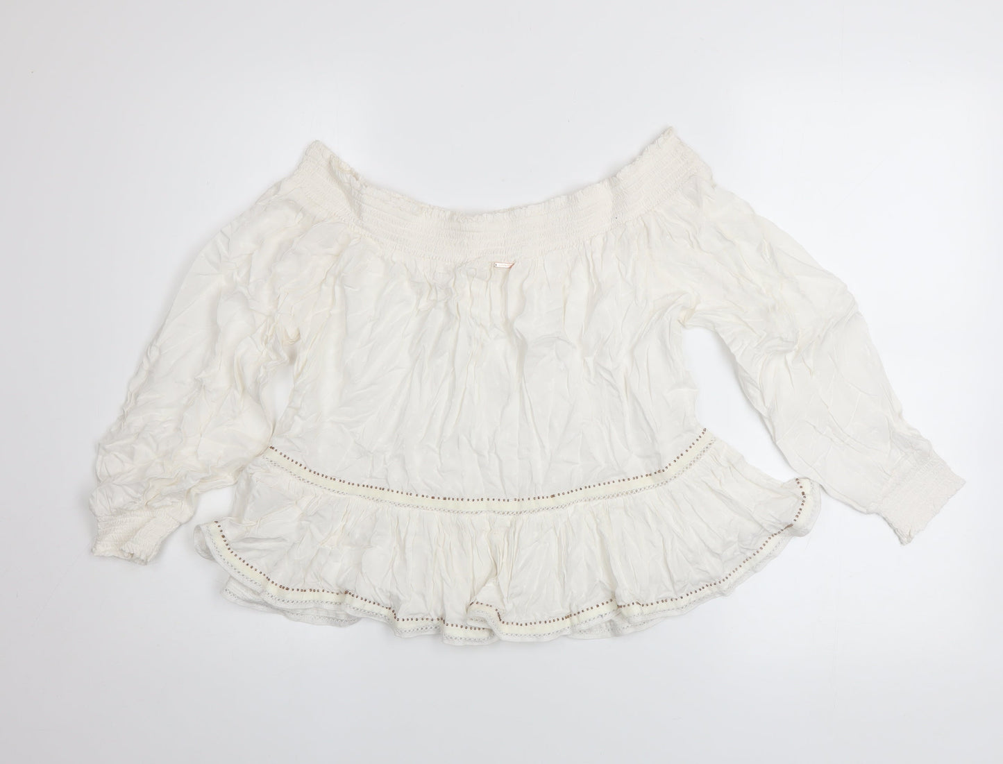 Womens UK Size 10 Superdry Ivory Bohemian Blouse