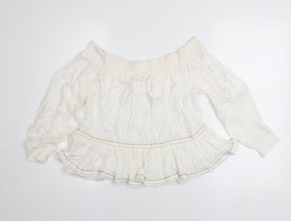 Womens UK Size 10 Superdry Ivory Bohemian Blouse