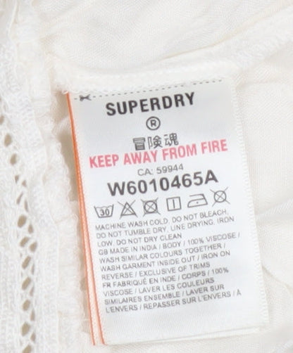 Womens UK Size 10 Superdry Ivory Bohemian Blouse