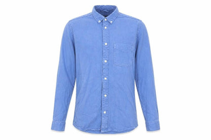 Zara Men Blue Cotton Button-Up Long Sleeve Casual Shirt Size S