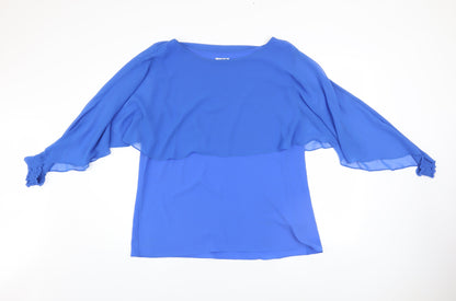 Womens UK Size XL Art Blue Tunic Blouse
