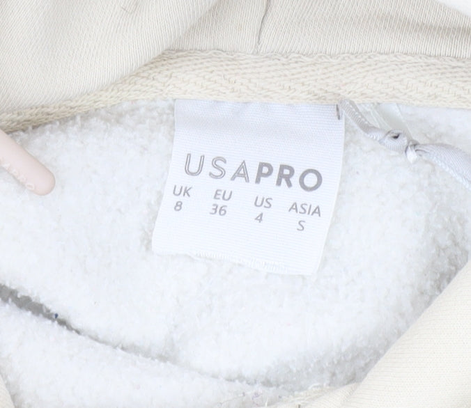 Womens UK Size 8 USA Pro Beige Pullover Hoodie