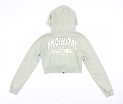 Womens UK Size S Bershka Green Full Zip Hoodie