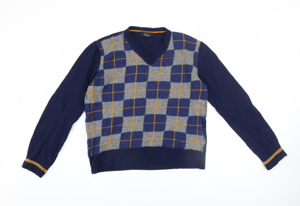 Mens UK Size M Zara Blue Pullover Jumper