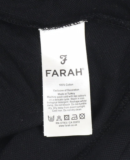 Farah Men's Black Long Sleeve Button-Down Cotton Polo Shirt Size L