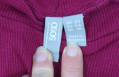 Womens UK Size 22 ASOS Red Basic T-Shirt