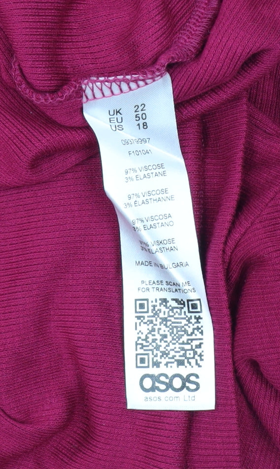Womens UK Size 22 ASOS Red Basic T-Shirt