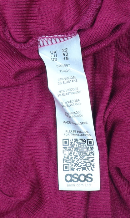 Womens UK Size 22 ASOS Red Basic T-Shirt