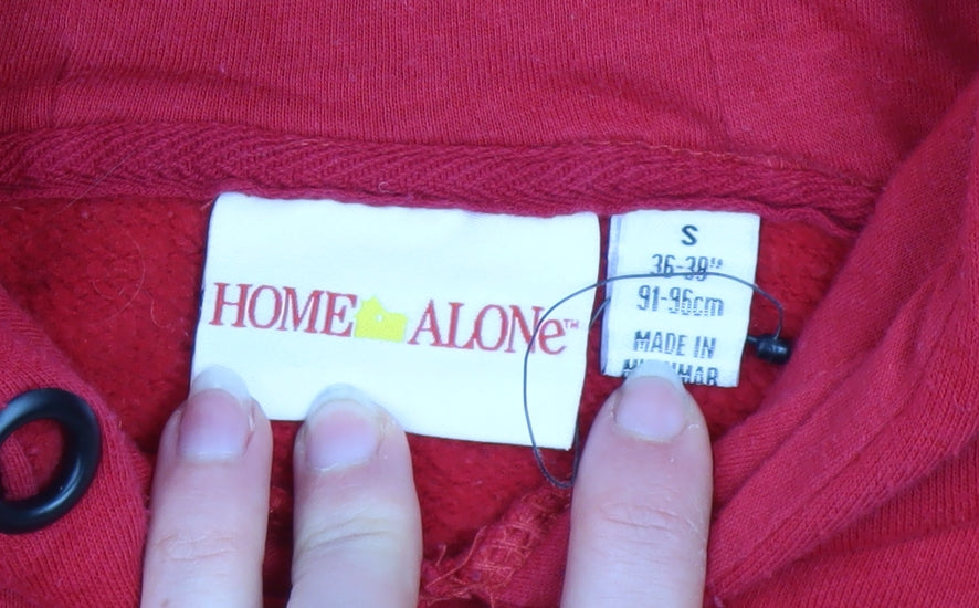 Mens UK Size S Home Alone Red Pullover Hoodie