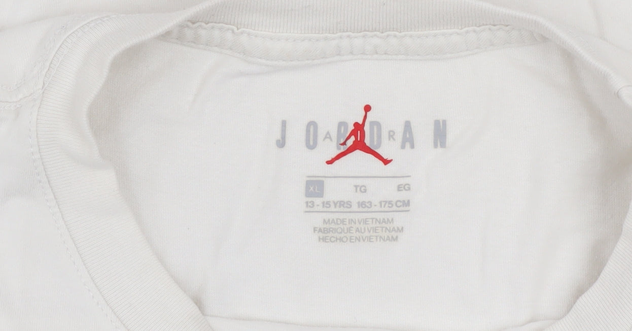Boys UK Size 13-15 Years Jordan White Basic T-Shirt