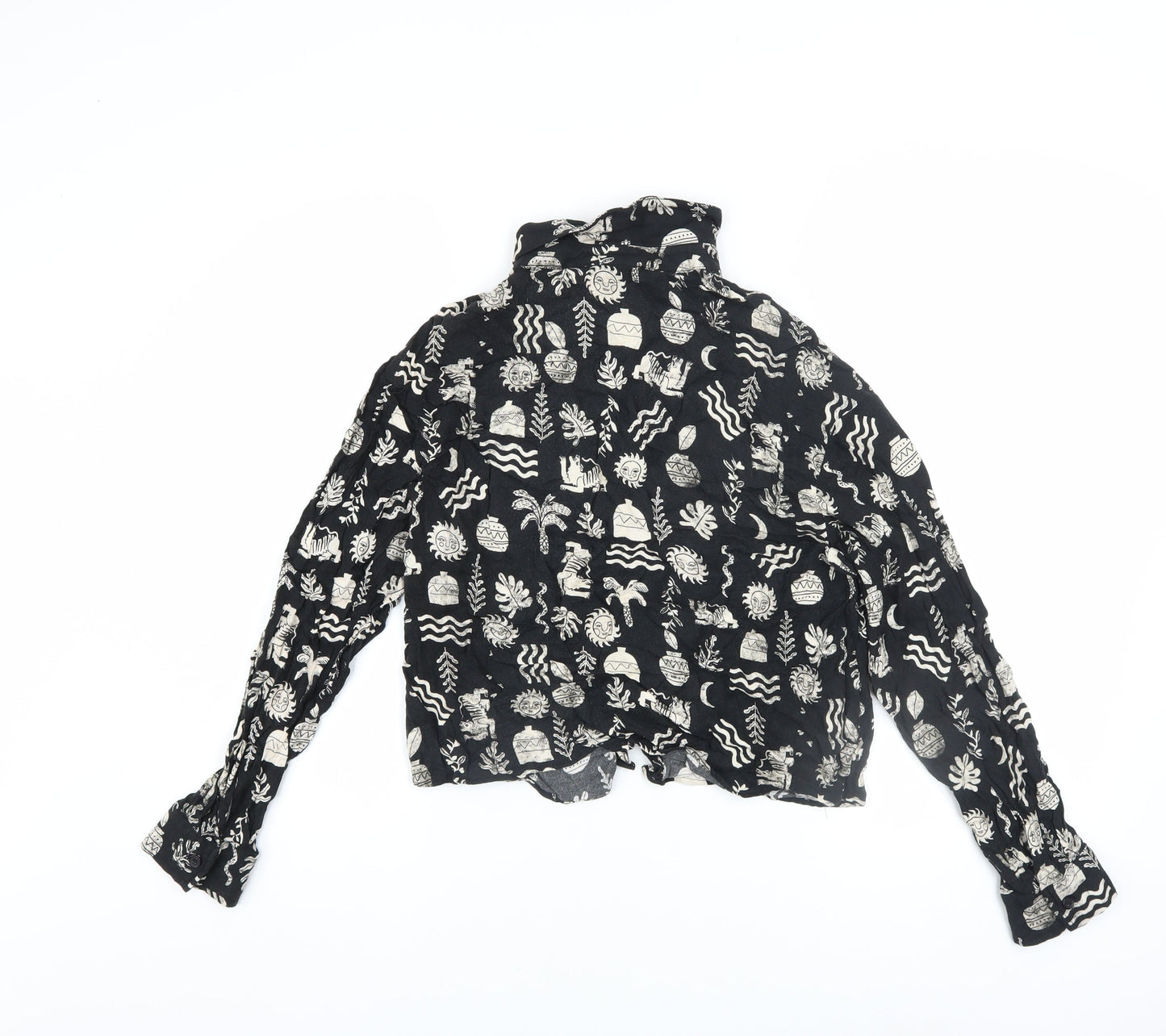 Womens UK Size S Pull&Bear Black Cropped Blouse