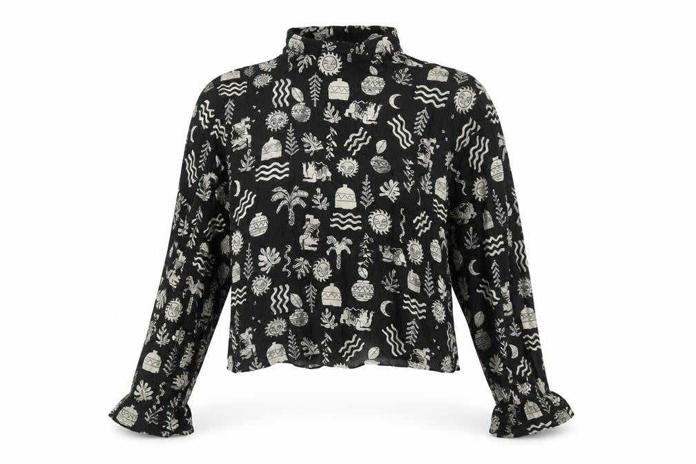Womens UK Size S Pull&Bear Black Cropped Blouse