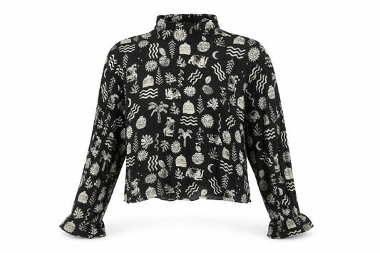 Womens UK Size S Pull&Bear Black Cropped Blouse