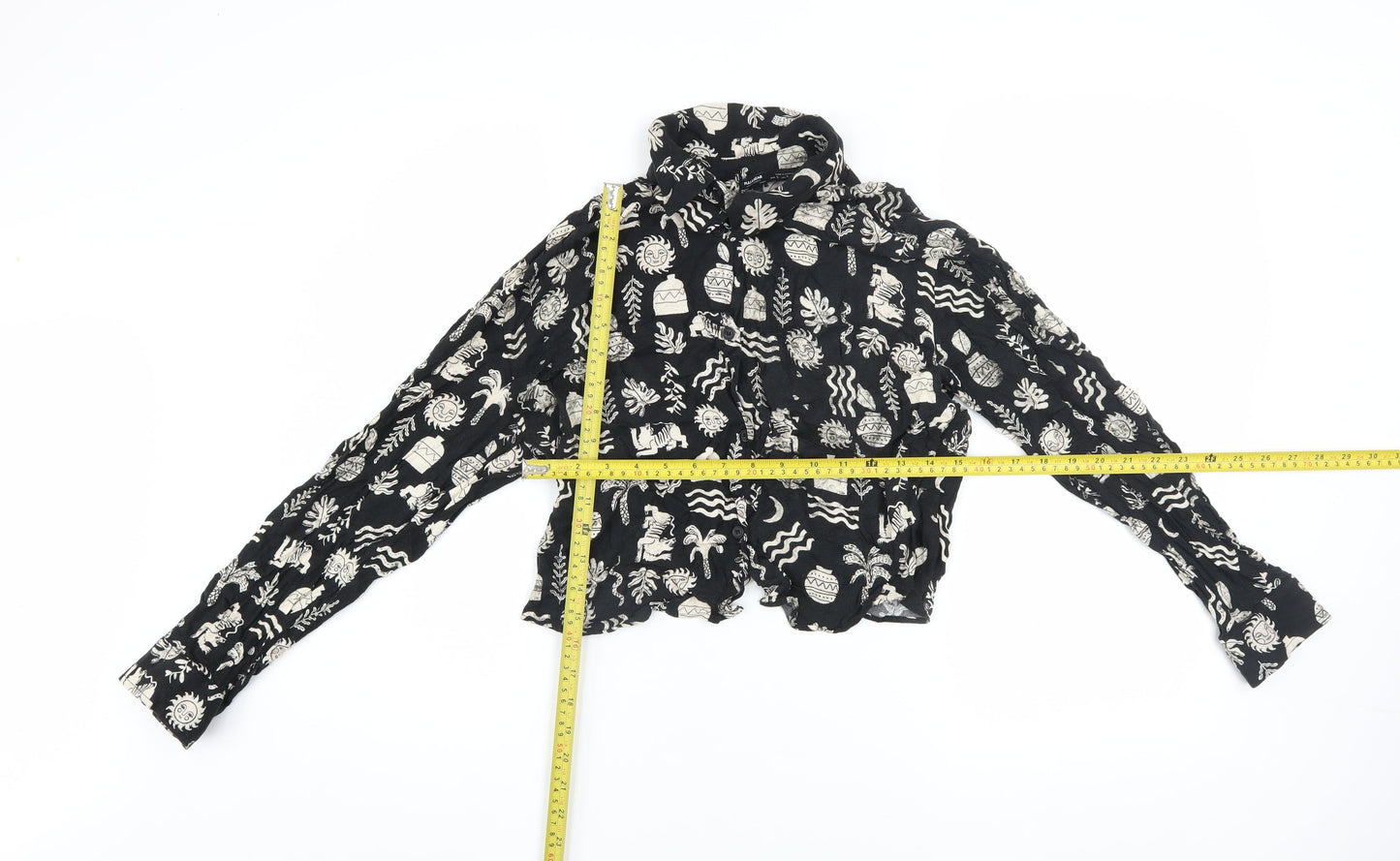 Womens UK Size S Pull&Bear Black Cropped Blouse