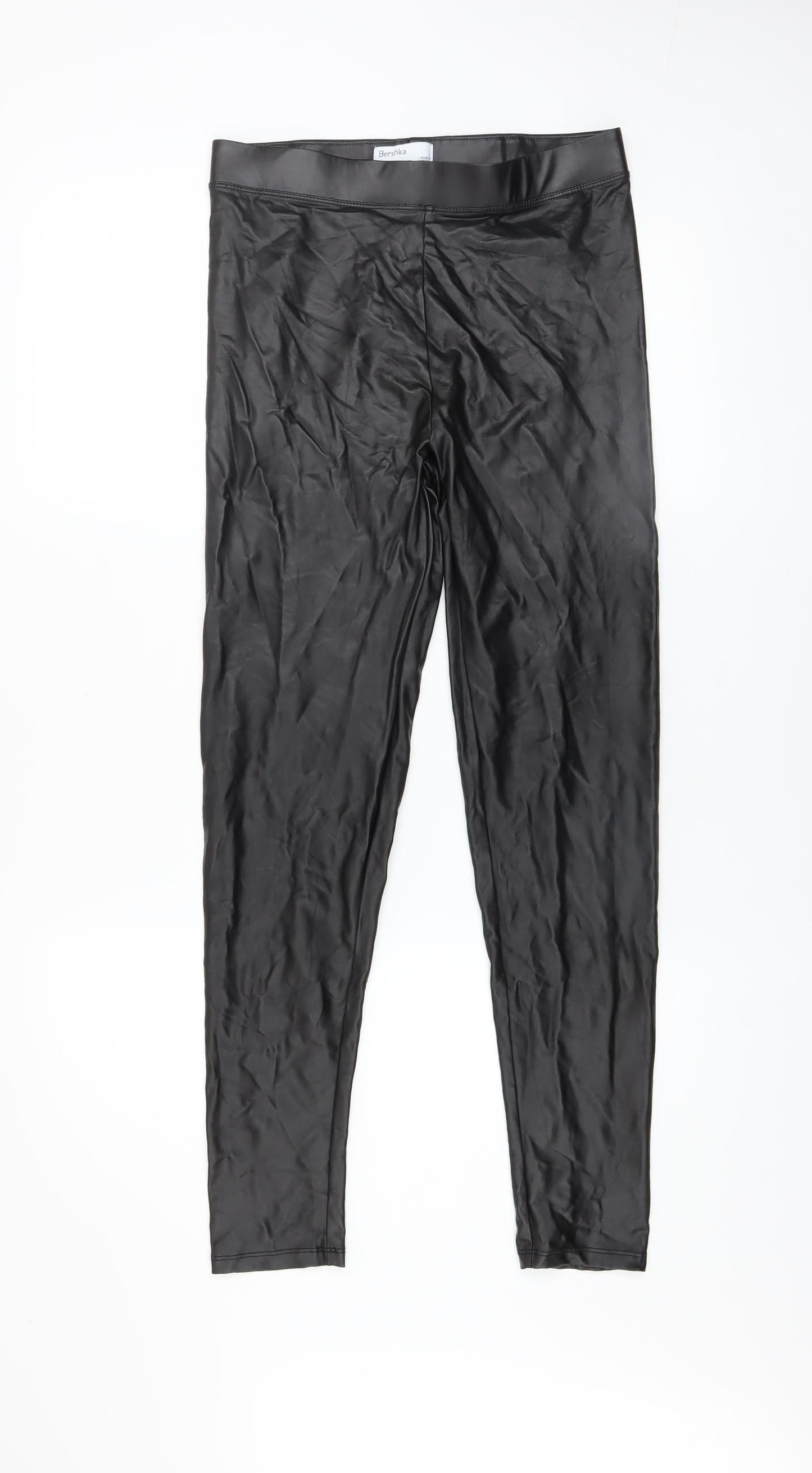 Womens UK Size M Bershka Slim Fit Leggings Black Trousers