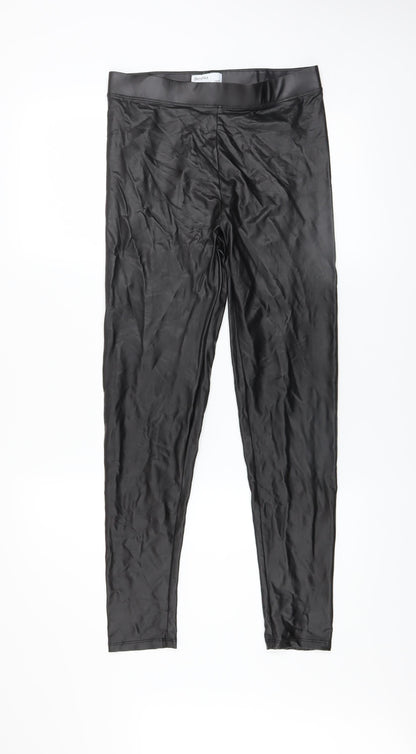 Womens UK Size M Bershka Slim Fit Leggings Black Trousers
