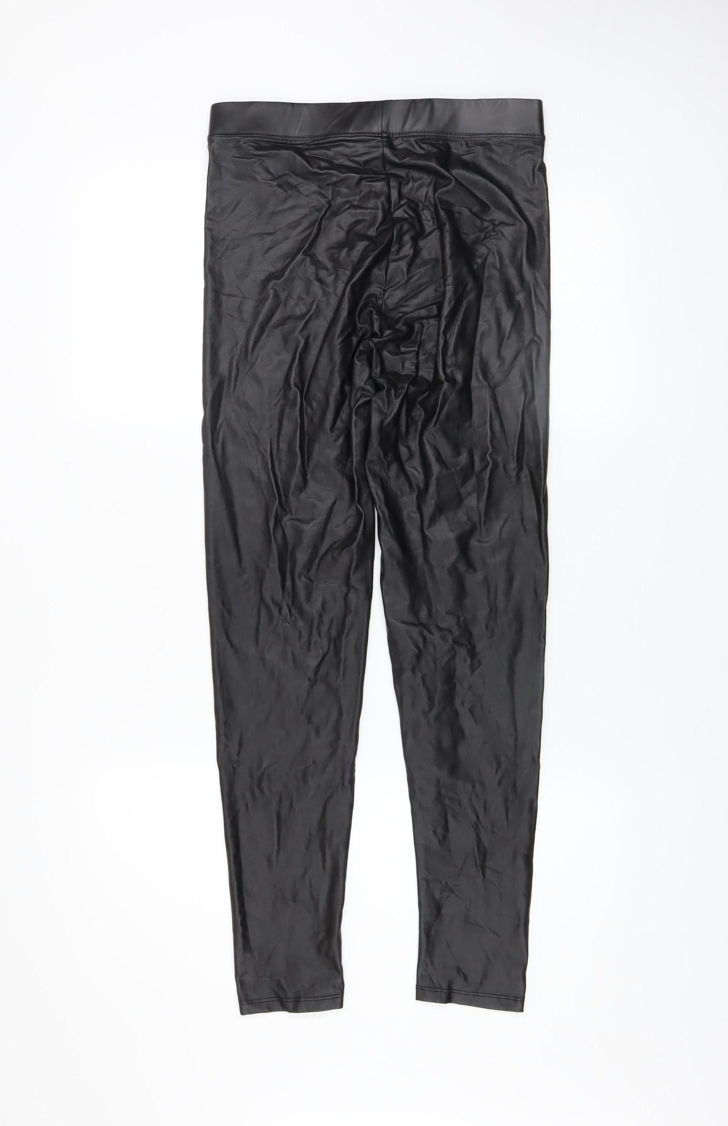 Womens UK Size M Bershka Slim Fit Leggings Black Trousers