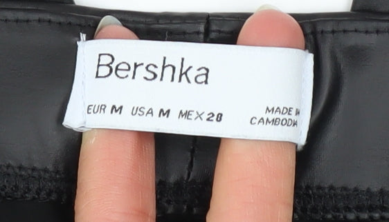Womens UK Size M Bershka Slim Fit Leggings Black Trousers