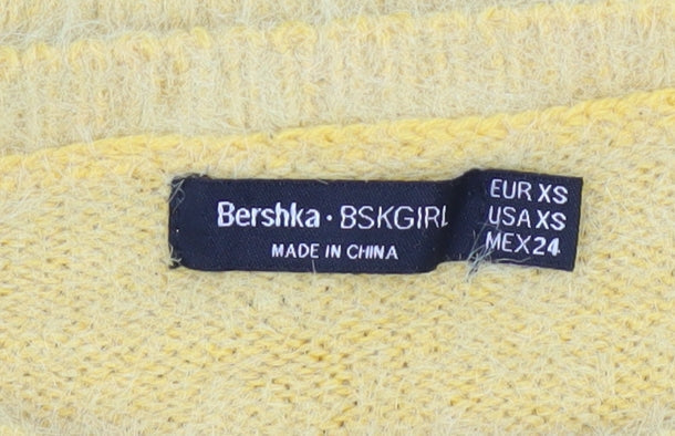Girls UK Size XS Bershka Yellow Pullover Jumper