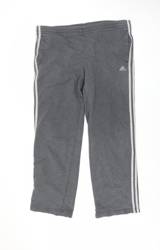 Mens UK Size L adidas Regular Fit Track Pants Grey Trousers