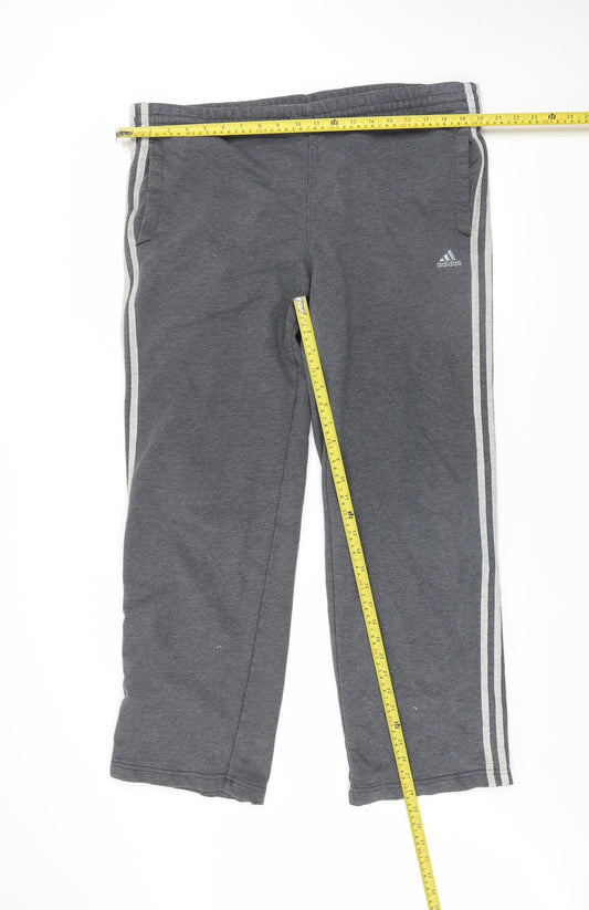 Mens UK Size L adidas Regular Fit Track Pants Grey Trousers