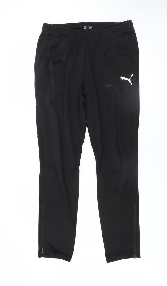 Mens UK Size L PUMA Regular Fit Track Pants Black Trousers