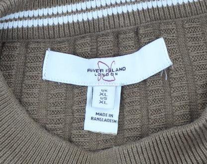 Mens UK Size XL River Island Beige Pullover Jumper